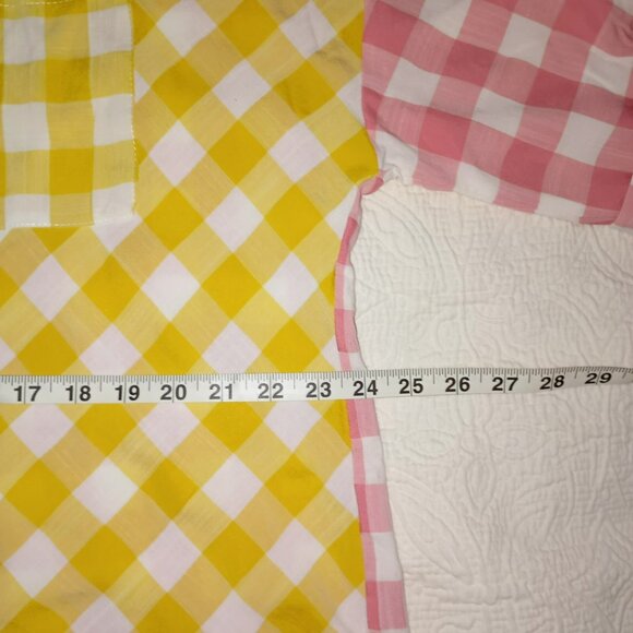 Atikshop Button-Up Shirt Pink & Yellow Gingham Colorblock Front Pocket Womens - Picture 13 of 13